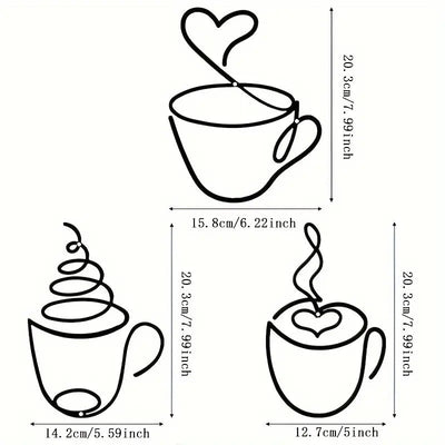 Coffee Cups With Heart - Beautiful Kitchen Wall Decal - Best For Gifting