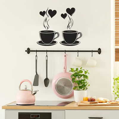 Coffee With Hearts & Love - Beautiful Kitchen Wall Decal - Best For Home & Restaurant