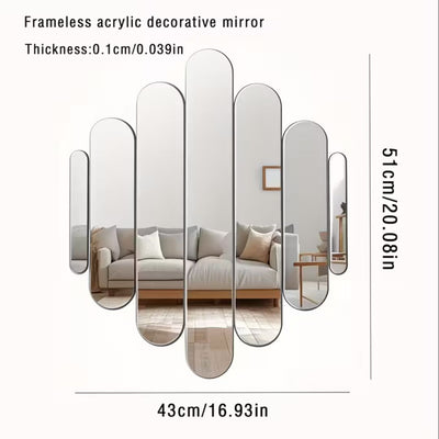 DIY Mosaic Decorative Mirror – Bohemian Style, Self-Adhesive Acrylic Wall Decor