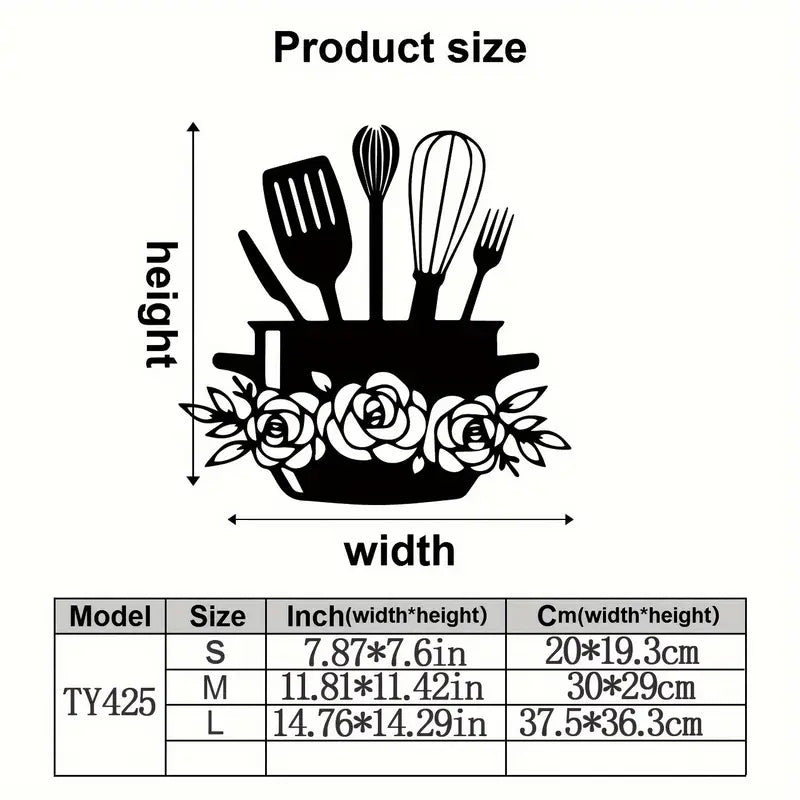 "Eating" Sign with Cooking Utensils & Floral Accents - Kitchen & Dinning Wall Decor