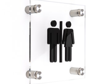 Restroom Sign with ADA - Toilet Door Plaque - All Gender Restroom Plate - Acrylic All Gender Sign