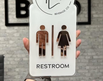 Restroom Sign with ADA - Toilet Door Plaque - All Gender Restroom Plate - Acrylic All Gender Sign