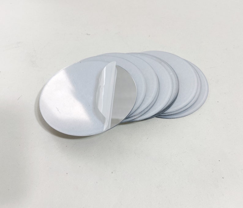 Round Acrylic Craft Mirrors 1mm Thin, Self-Adhesive - Pack of 10