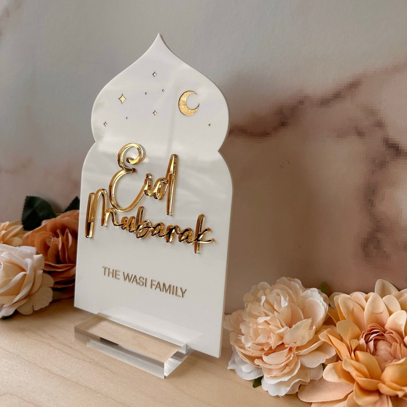 Custom Family Name Eid Mubarak Acrylic Table Sign