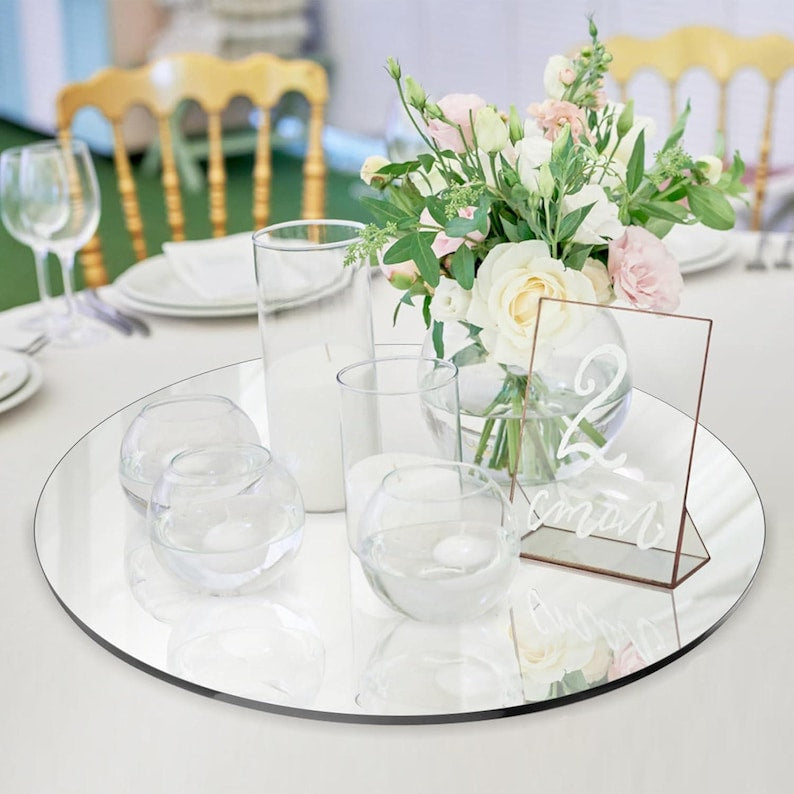 12" Round Mirrors for Centerpieces for Tables, Round Mirrors Trays Plates for Centerpieces, Decorations, Baby Shower Party, 3mm, 12 PCS