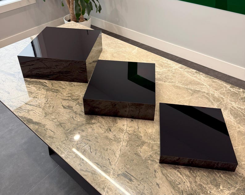 Food Risers for Buffet Table – Black Acrylic Display Box Set of 3