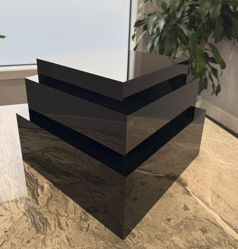 Food Risers for Buffet Table – Black Acrylic Display Box Set of 3