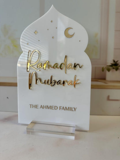 Custom Family Name Eid Mubarak Acrylic Table Sign