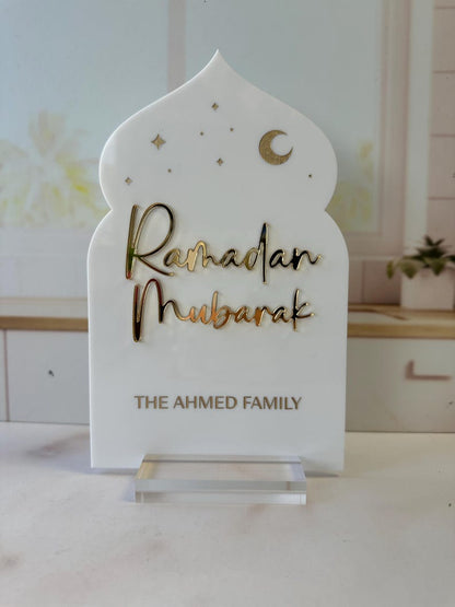 Custom Family Name Eid Mubarak Acrylic Table Sign