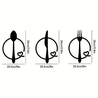 Spoon, Knife and Fork With heart - Beautiful Kitchen Wall Decal - Best For Gifting