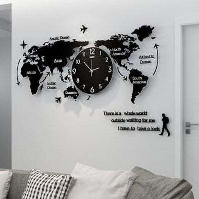 WORLD MAP STYLISH 3D WALL CLOCK